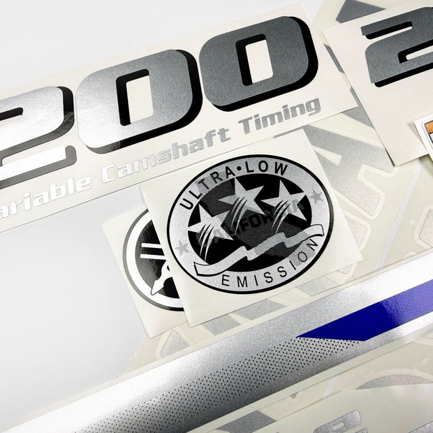 Vinyl graphic metalized silver blue shimmer decals set suitable for Yamaha 200 hp four stroke outboard engine. Vinyl stickers kit for Yamaha 200 hp four stroke Handmade