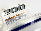 Vinyl graphic metalized silver blue shimmer decals set suitable for Yamaha 200 hp four stroke outboard engine. Vinyl stickers kit for Yamaha 200 hp four stroke Handmade