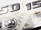 Vinyl graphic metalized silver grey shimmer decals set suitable for Yamaha 150 hp four stroke outboard engine. Vinyl stickers kit for Yamaha 150 hp four stroke Handmade