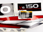 Vinyl graphic metalized silver whith red shimmer decals set suitable for Yamaha 150 hp two stroke outboard engine. Vinyl stickers kit for Yamaha 150 hp two stroke Handmade