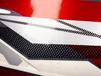Vinyl graphic metalized silver whith red shimmer decals set suitable for Yamaha 175 hp two stroke outboard engine. Vinyl stickers kit for Yamaha 175 hp two stroke Handmade