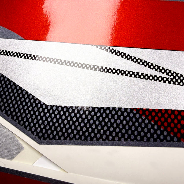 Vinyl graphic metalized silver whith red shimmer decals set suitable for Yamaha 175 hp two stroke outboard engine. Vinyl stickers kit for Yamaha 175 hp two stroke Handmade