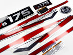 Vinyl graphic metalized silver whith red shimmer decals set suitable for Yamaha 175 hp two stroke outboard engine. Vinyl stickers kit for Yamaha 175 hp two stroke Handmade