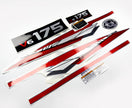 Vinyl graphic metalized silver whith red shimmer decals set suitable for Yamaha 175 hp two stroke outboard engine. Vinyl stickers kit for Yamaha 175 hp two stroke Handmade