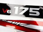 Vinyl graphic metalized silver whith red shimmer decals set suitable for Yamaha 175 hp two stroke outboard engine. Vinyl stickers kit for Yamaha 175 hp two stroke Handmade