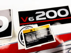 Vinyl graphic metalized silver whith red shimmer decals set suitable for Yamaha 200 hp two stroke outboard engine. Vinyl stickers kit for Yamaha 200 hp two stroke Handmade