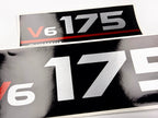Vinyl graphic metalized silver whith red shimmer decals set suitable for Yamaha 175 hp two stroke outboard engine. Vinyl stickers kit for Yamaha 175 hp two stroke Handmade