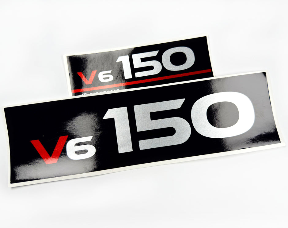 Vinyl graphic metalized silver whith red shimmer decals set suitable for Yamaha 150 hp two stroke outboard engine. Vinyl stickers kit for Yamaha 150 hp two stroke Handmade