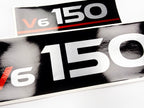 Vinyl graphic metalized silver whith red shimmer decals set suitable for Yamaha 150 hp two stroke outboard engine. Vinyl stickers kit for Yamaha 150 hp two stroke Handmade