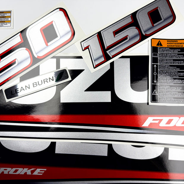 Vinyl graphic silver metalized shimmer decals set suitable for Suzuki 150 hp four stroke outboard engine. Vinyl stickers kit for suzuki 150 hp four stroke Handmade
