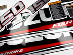Vinyl graphic silver metalized shimmer decals set suitable for Suzuki 150 hp four stroke outboard engine. Vinyl stickers kit for suzuki 150 hp four stroke Handmade