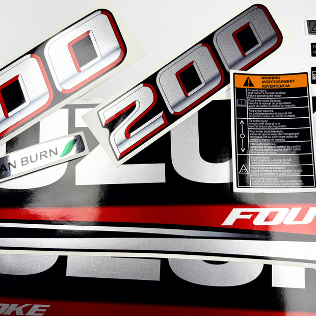 Vinyl graphic silver metalized shimmer decals set suitable for Suzuki 200 hp four stroke outboard engine. Vinyl stickers kit for suzuki 200 hp four stroke Handmade