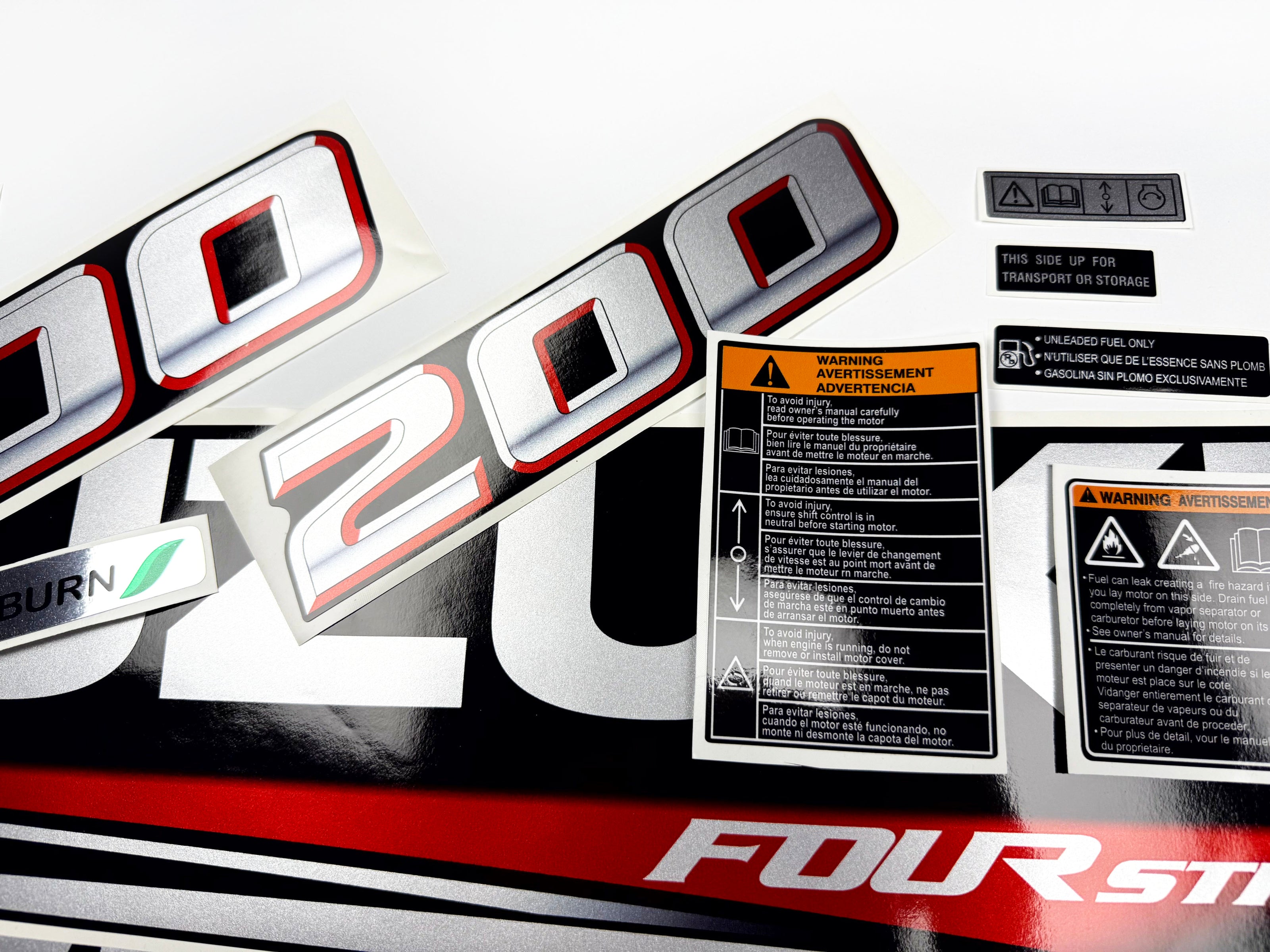 Vinyl graphic silver metalized shimmer decals set suitable for Suzuki 200 hp four stroke outboard engine. Vinyl stickers kit for suzuki 200 hp four stroke Handmade