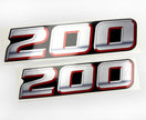 Vinyl graphic silver metalized shimmer decal numbers set suitable for Suzuki 200 hp four stroke outboard engine. Vinyl stickers number for suzuki 200 hp four stroke Handmade