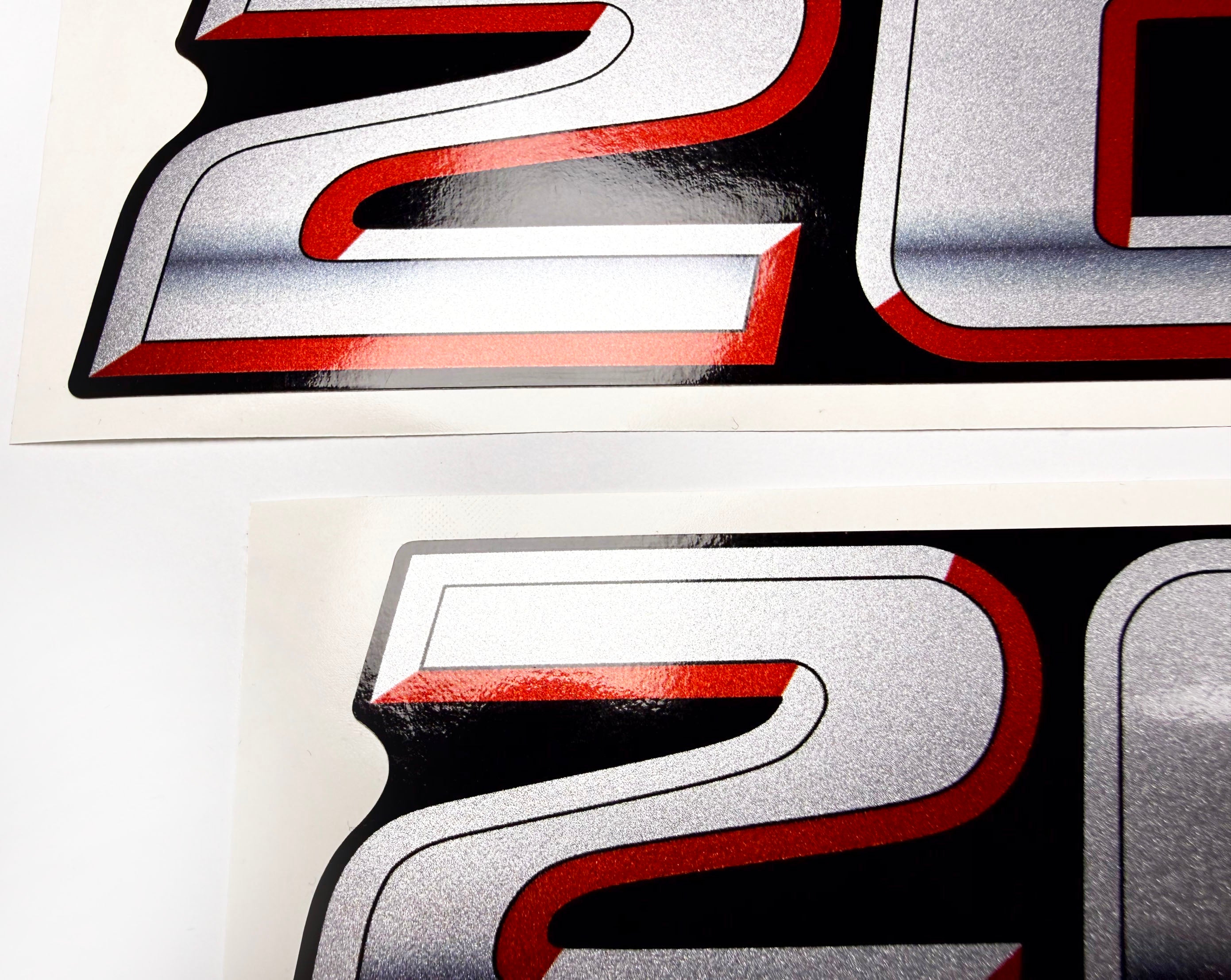 Vinyl graphic silver metalized shimmer decal numbers set suitable for Suzuki 200 hp four stroke outboard engine. Vinyl stickers number for suzuki 200 hp four stroke Handmade