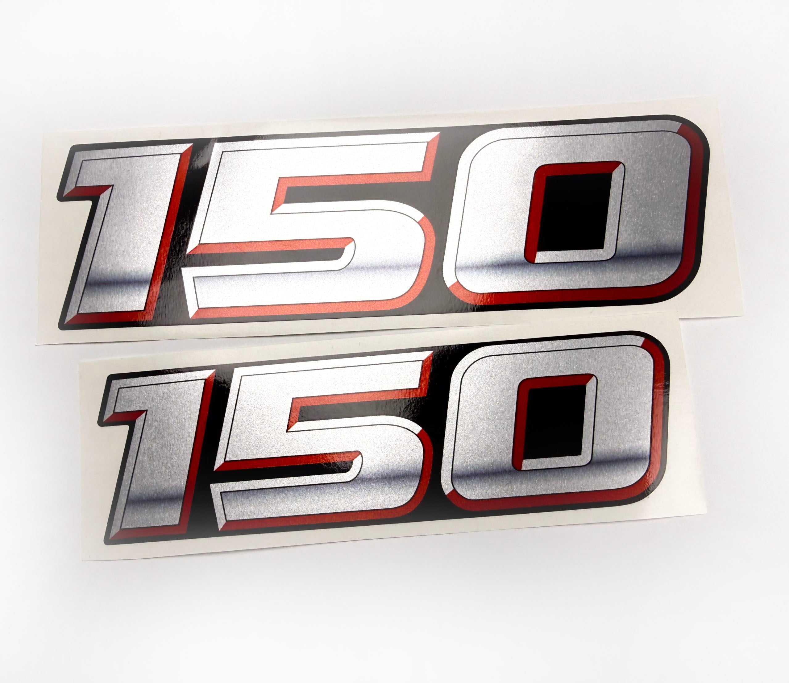 Vinyl graphic silver metalized shimmer decal numbers set suitable for Suzuki 150 hp four stroke outboard engine. Vinyl stickers number for suzuki 150 hp four stroke Handmade