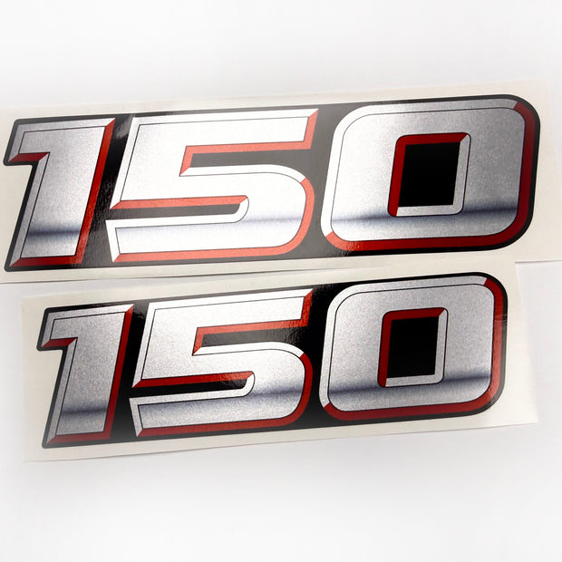 Vinyl graphic silver metalized shimmer decal numbers set suitable for Suzuki 150 hp four stroke outboard engine. Vinyl stickers number for suzuki 150 hp four stroke Handmade