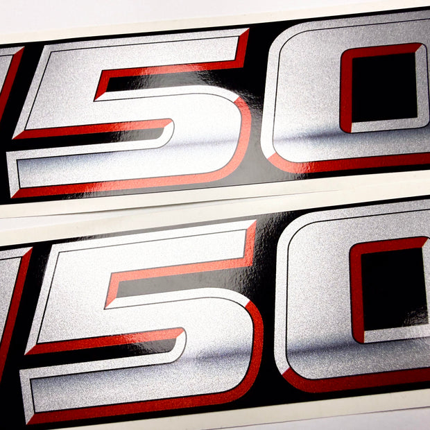 Vinyl graphic silver metalized shimmer decal numbers set suitable for Suzuki 150 hp four stroke outboard engine. Vinyl stickers number for suzuki 150 hp four stroke Handmade