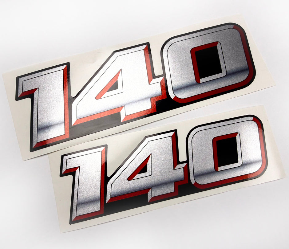 Vinyl graphic silver metalized shimmer decal numbers set suitable for Suzuki 140 hp four stroke outboard engine. Vinyl stickers number for suzuki 140 hp four stroke Handmade