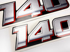 Vinyl graphic silver metalized shimmer decal numbers set suitable for Suzuki 140 hp four stroke outboard engine. Vinyl stickers number for suzuki 140 hp four stroke Handmade