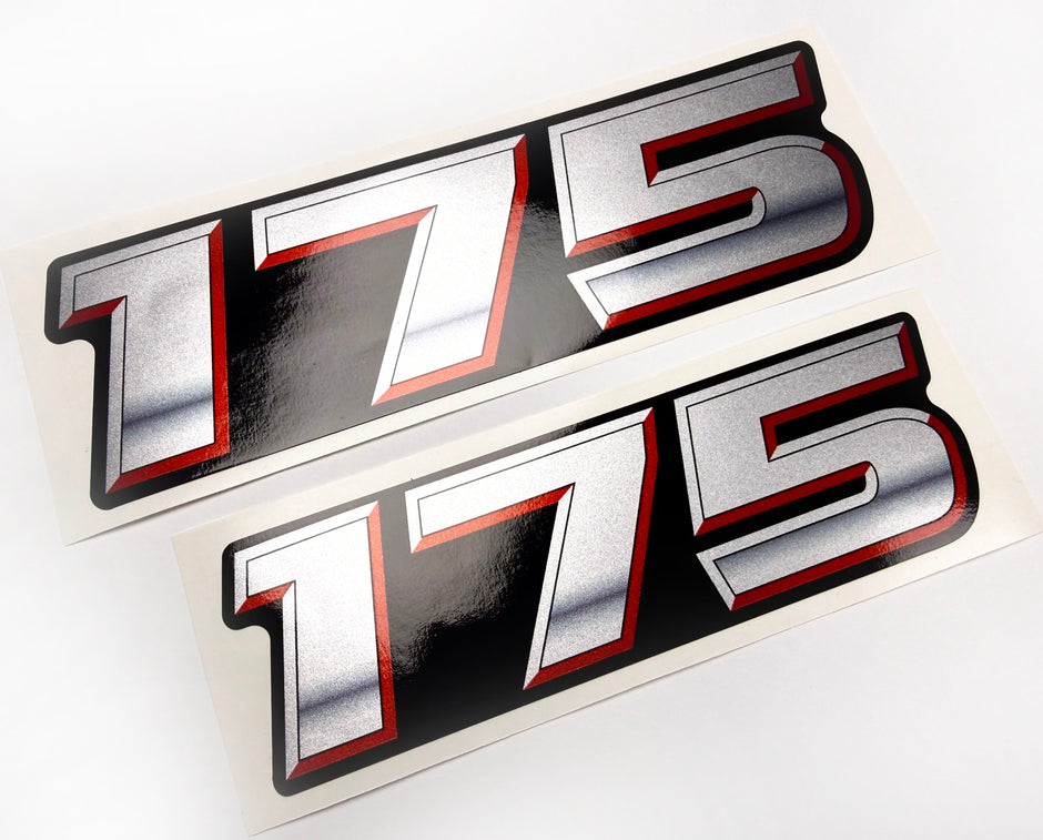 Vinyl graphic silver metalized shimmer decal numbers set suitable for Suzuki 175 hp four stroke outboard engine. Vinyl stickers number for suzuki 175 hp four stroke Handmade