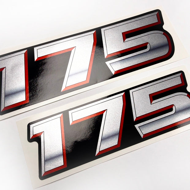Vinyl graphic silver metalized shimmer decal numbers set suitable for Suzuki 175 hp four stroke outboard engine. Vinyl stickers number for suzuki 175 hp four stroke Handmade