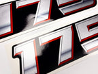 Vinyl graphic silver metalized shimmer decal numbers set suitable for Suzuki 175 hp four stroke outboard engine. Vinyl stickers number for suzuki 175 hp four stroke Handmade