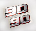 Vinyl graphic silver metalized shimmer decal numbers set suitable for Suzuki 90 hp four stroke outboard engine. Vinyl stickers number for suzuki 90 hp four stroke Handmade