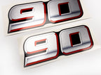 Vinyl graphic silver metalized shimmer decal numbers set suitable for Suzuki 90 hp four stroke outboard engine. Vinyl stickers number for suzuki 90 hp four stroke Handmade
