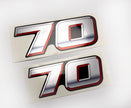 Vinyl graphic silver metalized shimmer decal numbers set suitable for Suzuki 70 hp four stroke outboard engine. Vinyl stickers number for suzuki 70 hp four stroke Handmade
