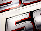 Vinyl graphic silver metalized shimmer decal numbers set suitable for Suzuki 50 hp four stroke outboard engine. Vinyl stickers number for suzuki 50 hp four stroke Handmade