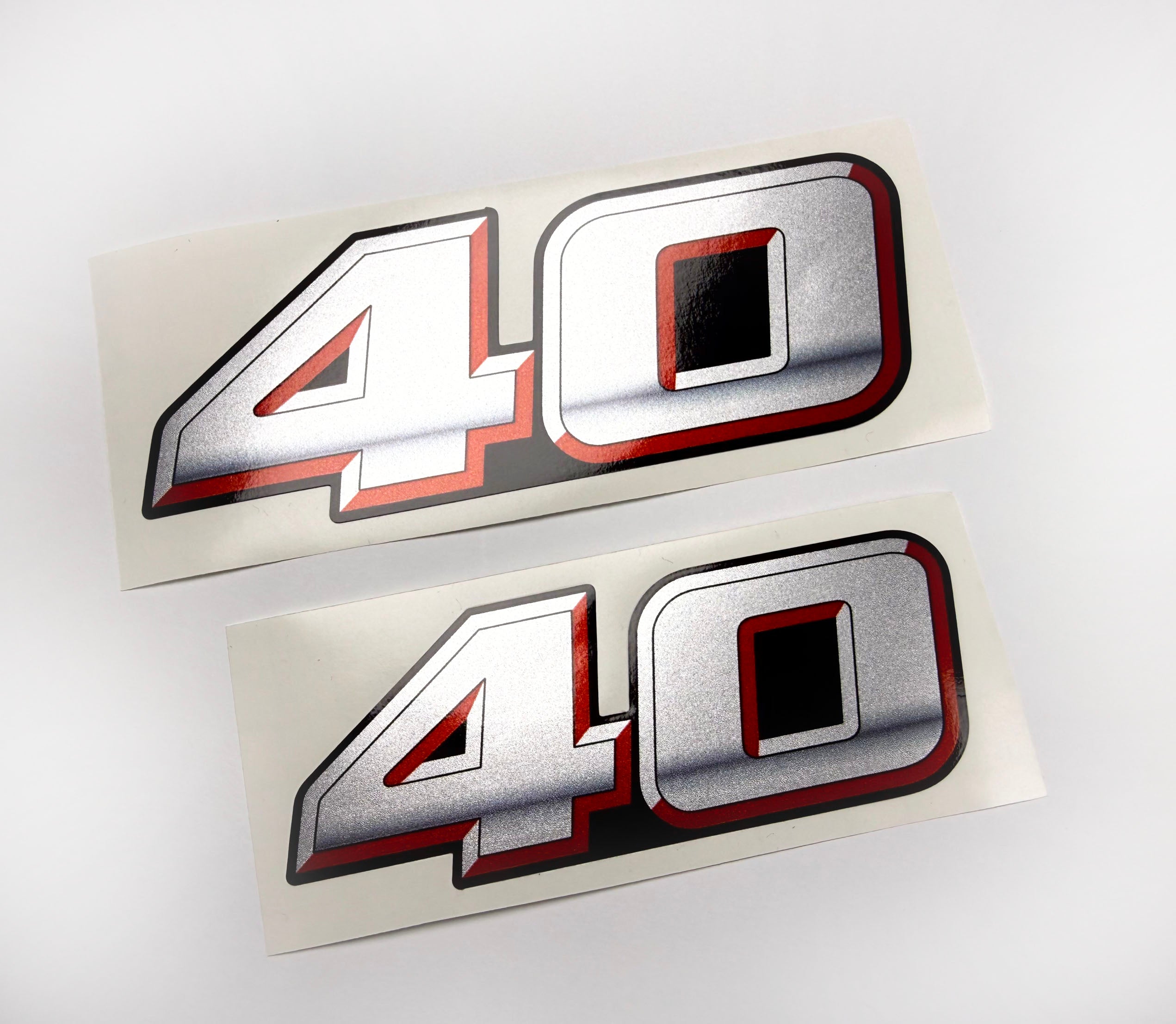 Vinyl graphic silver metalized shimmer decal numbers set suitable for Suzuki 40 hp four stroke outboard engine. Vinyl stickers number for suzuki 40 hp four stroke Handmade