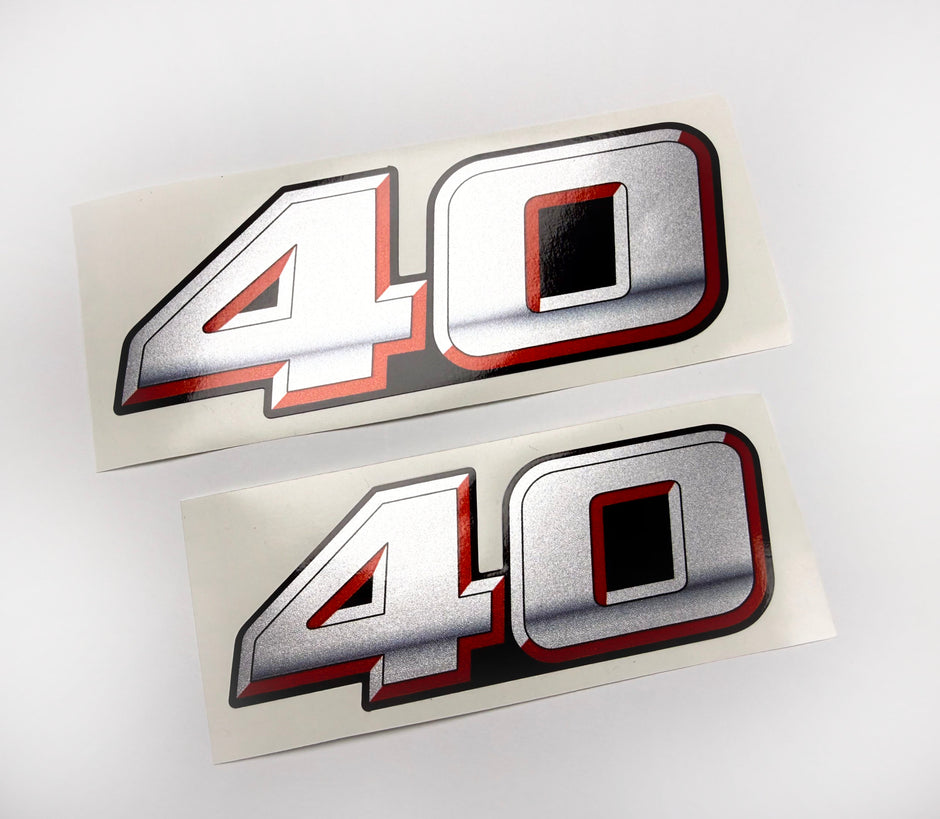 Vinyl graphic silver metalized shimmer decal numbers set suitable for Suzuki 40 hp four stroke outboard engine. Vinyl stickers number for suzuki 40 hp four stroke Handmade