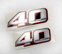 Vinyl graphic silver metalized shimmer decal numbers set suitable for Suzuki 40 hp four stroke outboard engine. Vinyl stickers number for suzuki 40 hp four stroke Handmade