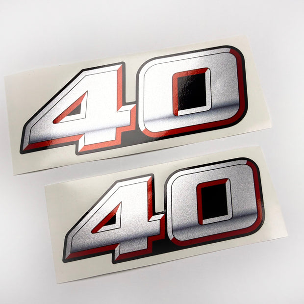 Vinyl graphic silver metalized shimmer decal numbers set suitable for Suzuki 40 hp four stroke outboard engine. Vinyl stickers number for suzuki 40 hp four stroke Handmade