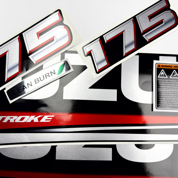 Vinyl graphic silver metalized shimmer decals set suitable for Suzuki 175 hp four stroke outboard engine. Vinyl stickers kit for suzuki 175 hp four stroke Handmade