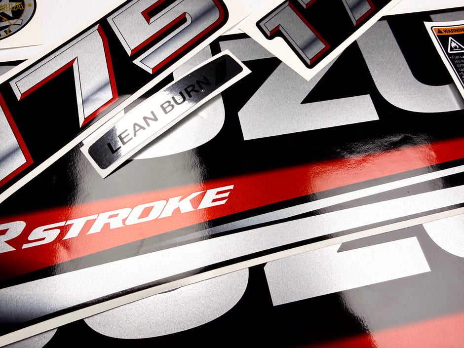 Vinyl graphic silver metalized shimmer decals set suitable for Suzuki 175 hp four stroke outboard engine. Vinyl stickers kit for suzuki 175 hp four stroke Handmade