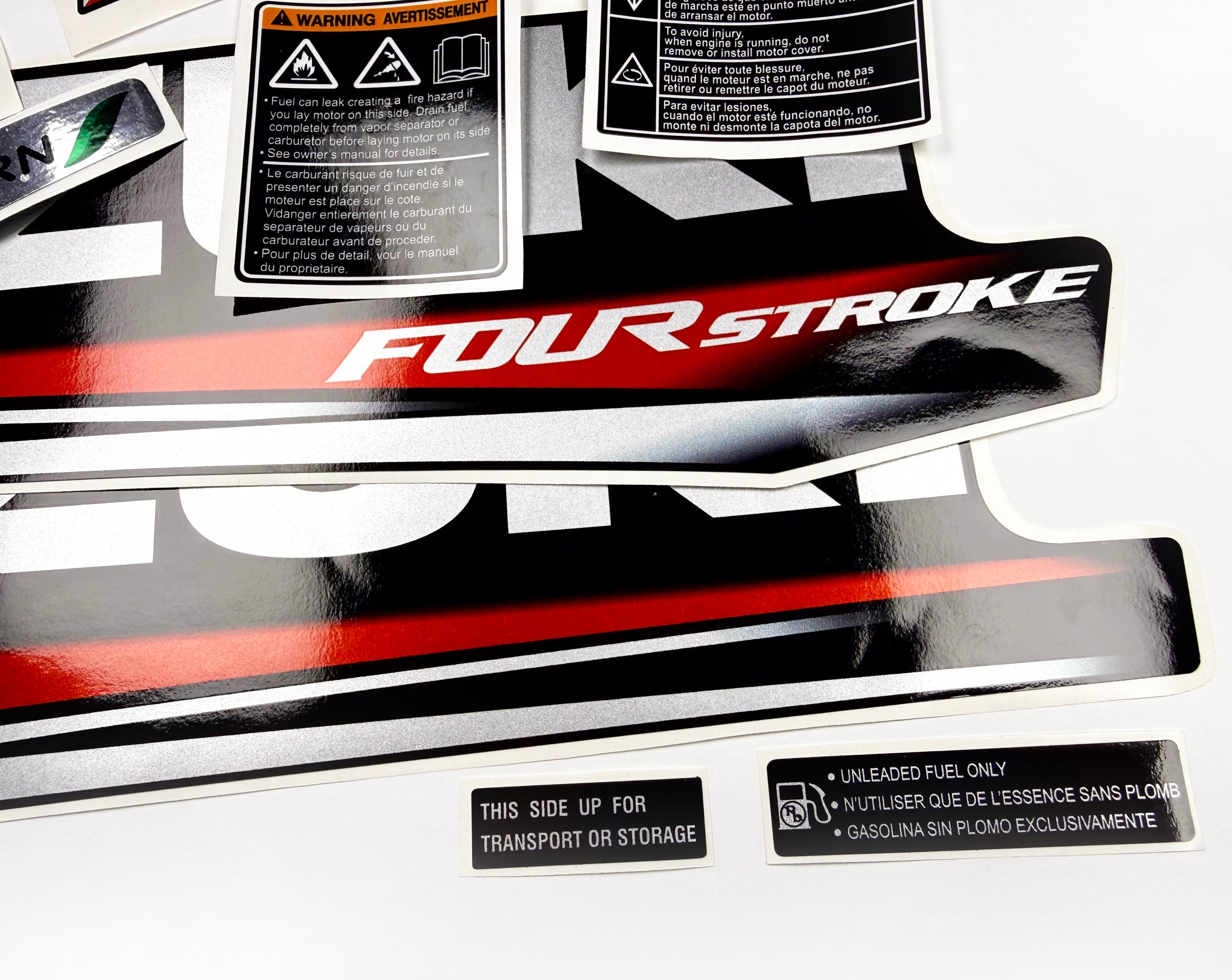 Vinyl graphic silver metalized shimmer decals set suitable for Suzuki 50 hp four stroke outboard engine. Vinyl stickers kit for suzuki 50 hp four stroke Handmade