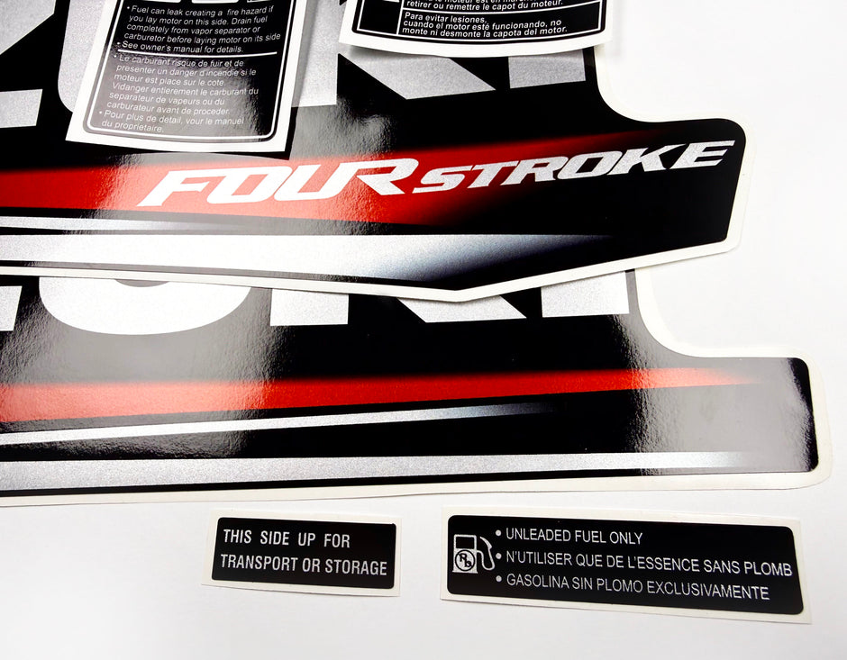 Vinyl graphic silver metalized shimmer decals set suitable for Suzuki 50 hp four stroke outboard engine. Vinyl stickers kit for suzuki 50 hp four stroke Handmade
