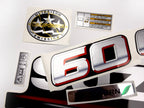 Vinyl graphic silver metalized shimmer decals set suitable for Suzuki 60 hp four stroke outboard engine. Vinyl stickers kit for suzuki 60 hp four stroke Handmade