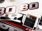 Vinyl graphic silver metalized shimmer decals set suitable for Suzuki 80 hp four stroke outboard engine. Vinyl stickers kit for suzuki 80 hp four stroke Handmade