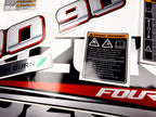 Vinyl graphic silver metalized shimmer decals set suitable for Suzuki 90 hp four stroke outboard engine. Vinyl stickers kit for suzuki 90 hp four stroke Handmade