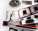 Vinyl graphic silver metalized shimmer decals set suitable for Suzuki 100 hp four stroke outboard engine. Vinyl stickers kit for suzuki 100 hp four stroke Handmade