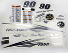 Vinyl graphic metallic silver glitter decals set suitable for Suzuki 90 hp four stroke for white cowling outboard engine. Vinyl stickers kit for suzuki 90 hp four stroke Handmade