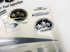 Vinyl graphic metallic silver glitter decals set suitable for Suzuki 90 hp four stroke for white cowling outboard engine. Vinyl stickers kit for suzuki 90 hp four stroke Handmade
