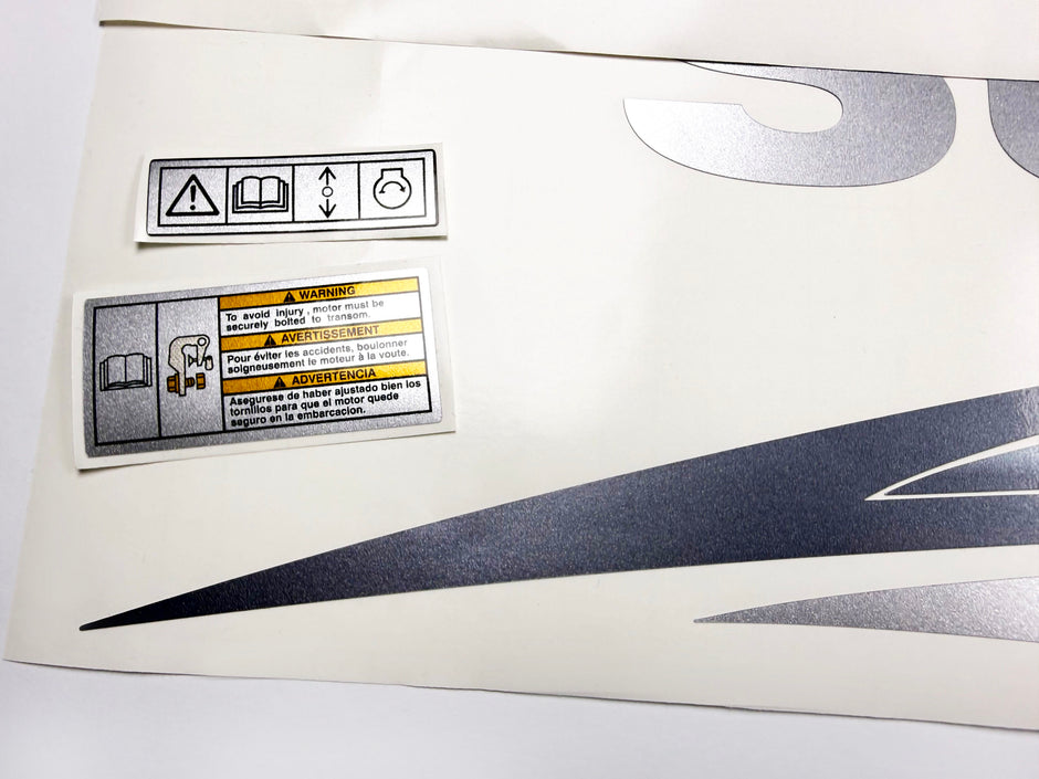 Vinyl graphic metallic silver glitter decals set suitable for Suzuki 90 hp four stroke for white cowling outboard engine. Vinyl stickers kit for suzuki 90 hp four stroke Handmade