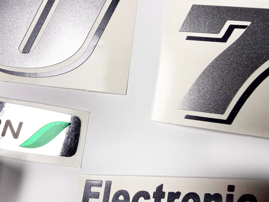 Vinyl graphic metallic silver glitter decals set suitable for Suzuki 70 hp four stroke for white cowling outboard engine. Vinyl stickers kit for suzuki 70 hp four stroke Handmade