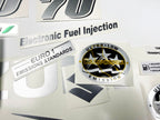 Vinyl graphic metallic silver glitter decals set suitable for Suzuki 70 hp four stroke for white cowling outboard engine. Vinyl stickers kit for suzuki 70 hp four stroke Handmade