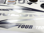 Vinyl graphic metallic silver glitter decals set suitable for Suzuki 90 hp four stroke for white cowling outboard engine. Vinyl stickers kit for suzuki 90 hp four stroke Handmade