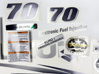 Vinyl graphic metallic silver glitter decals set suitable for Suzuki 70 hp four stroke for white cowling outboard engine. Vinyl stickers kit for suzuki 70 hp four stroke Handmade